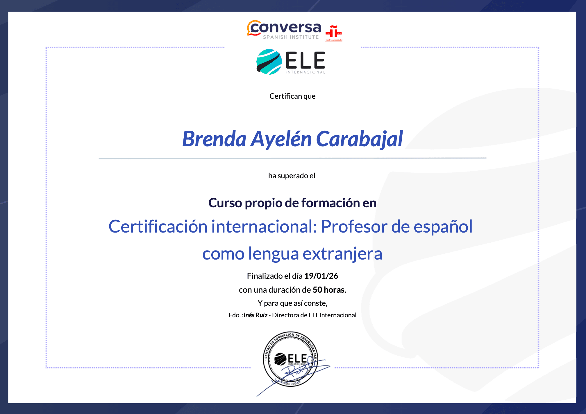 INTERNATIONAL CERTIFICATE
